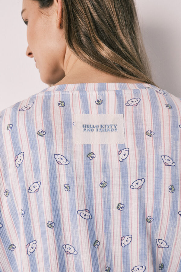 Women'secret Set de pijama a rayas y top azul azul