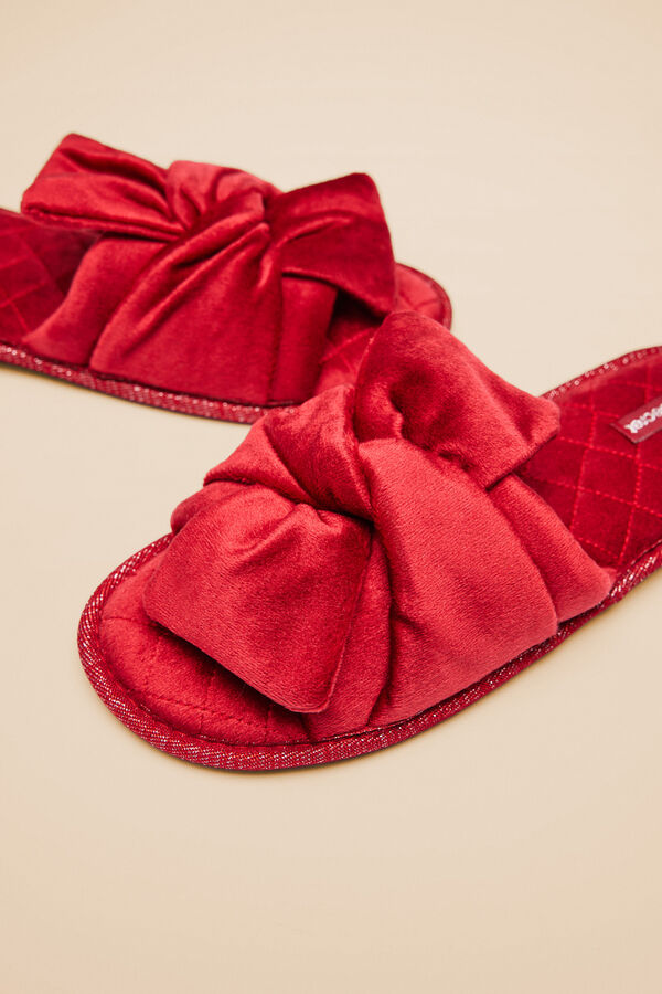 Womensecret Pantuflas terciopelo rojo coral