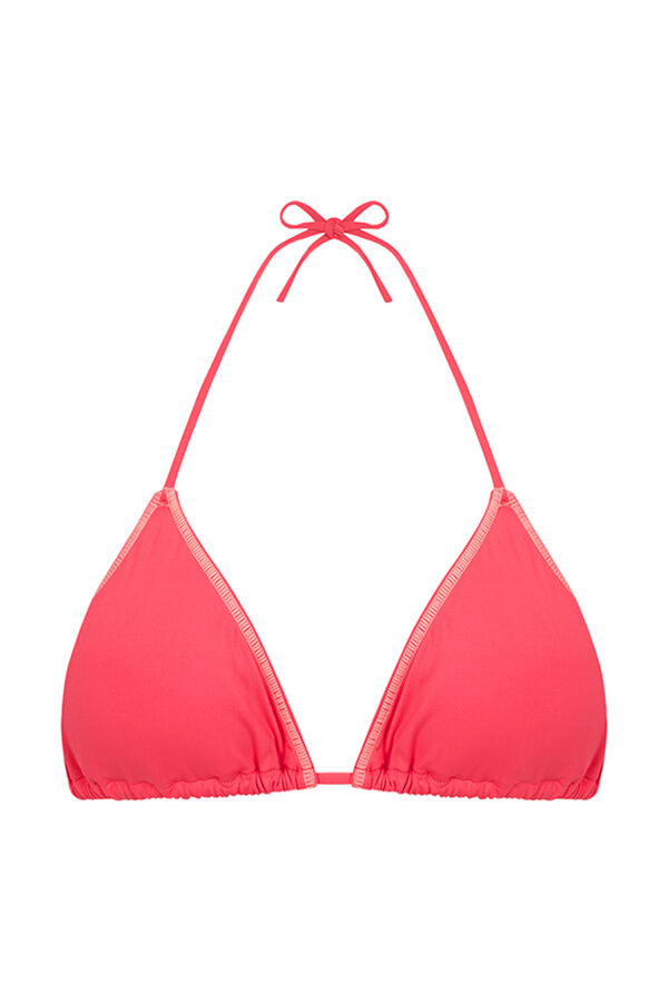 Womensecret Top de bikini triangular con cortina de coral naranja