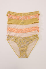 Womensecret Pack de 7 panties clásica de algodón con estampados variados estampado