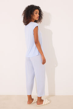 Womensecret Pijama capri de viscosa de rayas azules verde