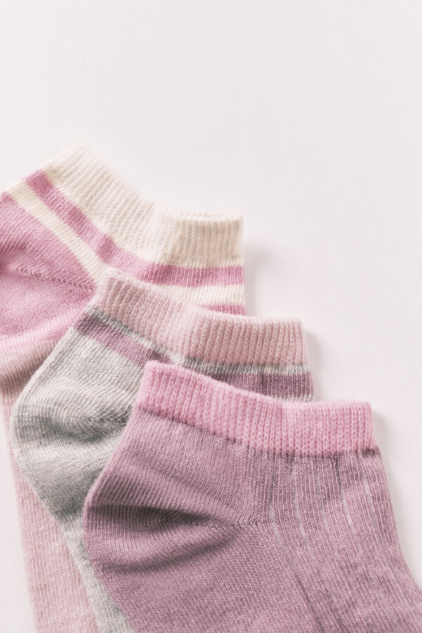Women'secret Pack 3 calcetines cortos de bloques rosa rosa