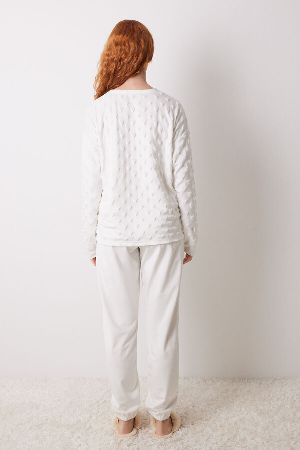 Womensecret Pijama larga terciopelo suave blanca blanco