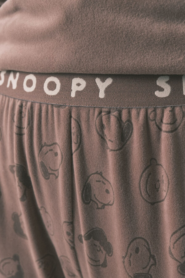 Women'secret Pijama larga de terciopelo de Snoopy nude
