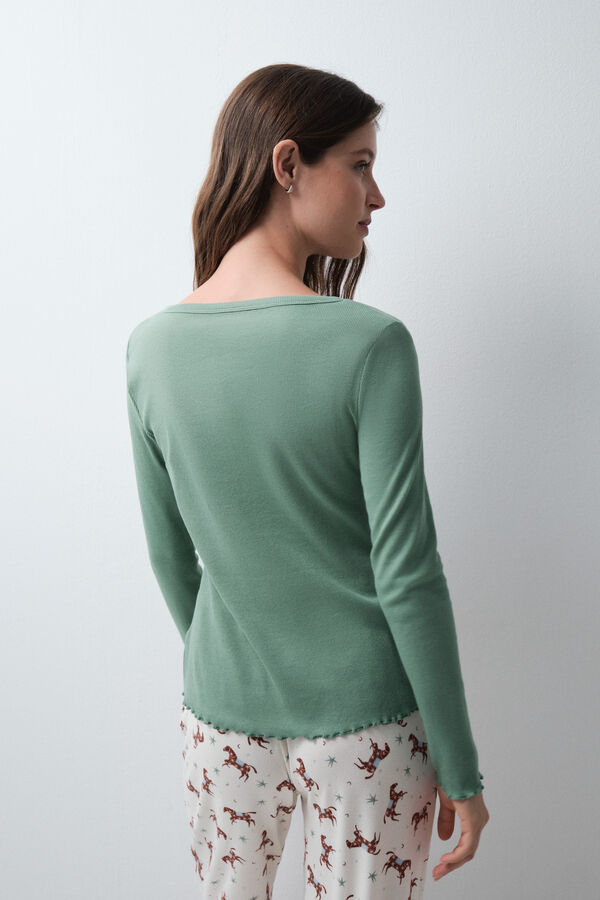 Women'secret Playera manga larga verde verde