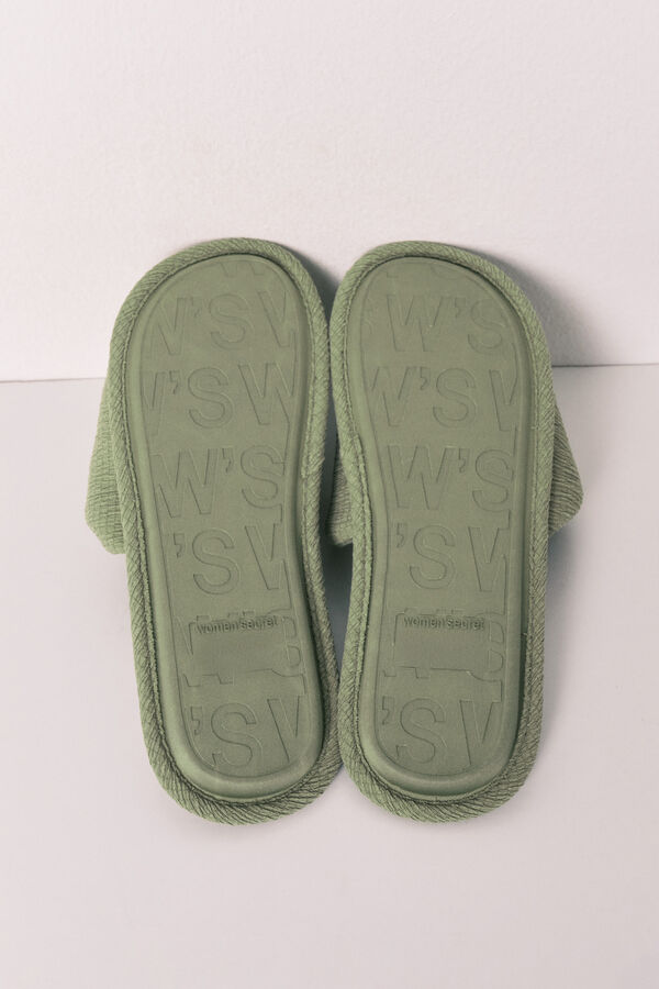 Women'secret Zapatillas de casa verde palmeras kaki