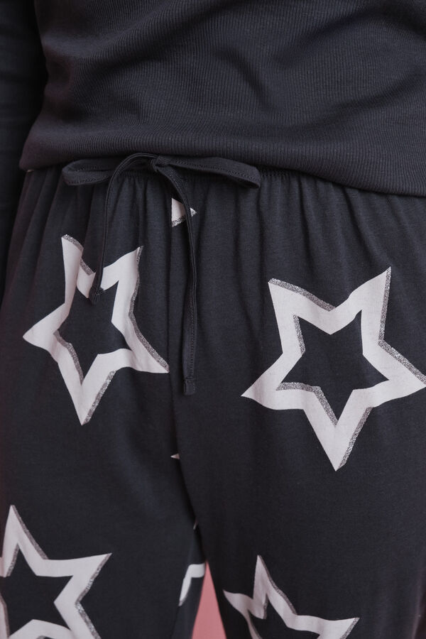 HI&BYE Pijama larga con estrellas gris