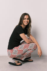 Women'secret Pijama larga de manga corta de algod&oacute;n negro