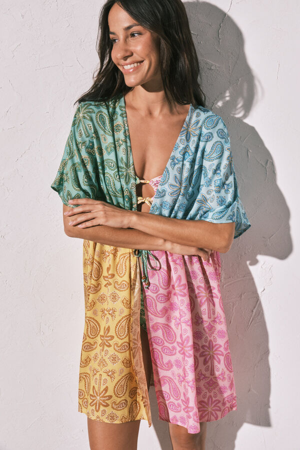 Women'secret T&uacute;nica corta abierta estampado multicolor estampado