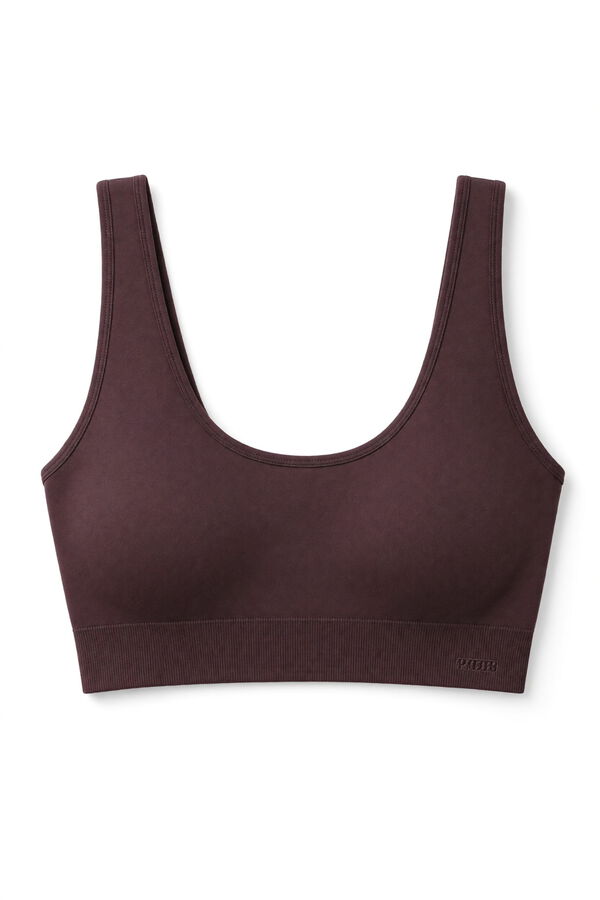 Women'secret Brasier top foam de microfibra marr&oacute;n caf&eacute;