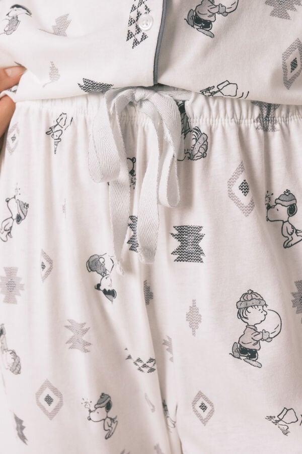 Women'secret Pijama camisera de Snoopy 100% algodón blanco