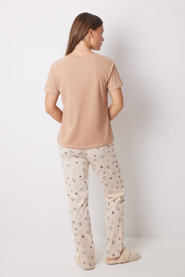 Womensecret Pijama 100% algodón motivos navideños café
