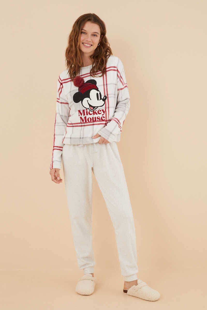 Womensecret Pijama polar 3D Mickey Mouse gris
