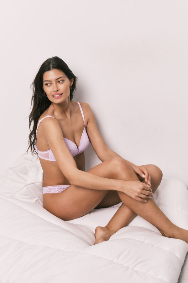 Women'secret Brasier triangular con relleno de encaje lila CHARMING morado/lila