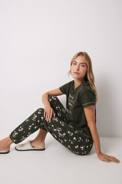 Womensecret Pijama larga manga corta Mickey & Minnie kaki