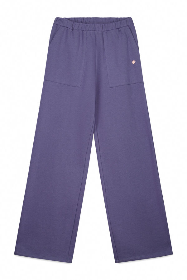 HI&BYE Pantalón acampanado de felpa de algodón azul  azul