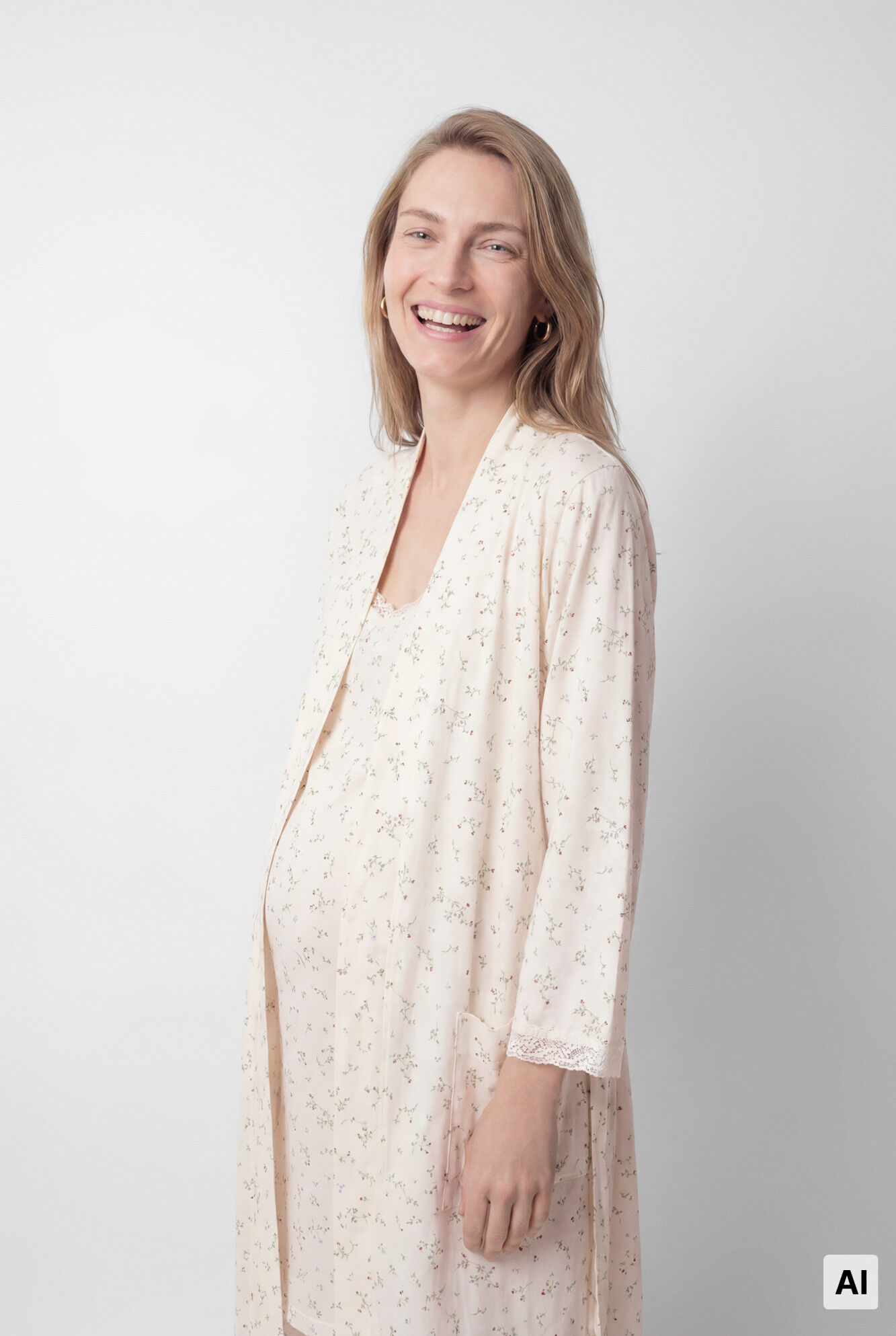Women'secret Bata midi de algod&oacute;n con estampado floral