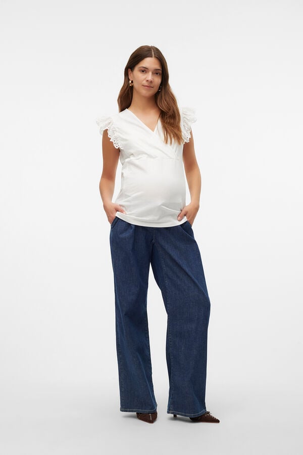 Mamalicious Top de escote cruzado premamá y lactancia blanco