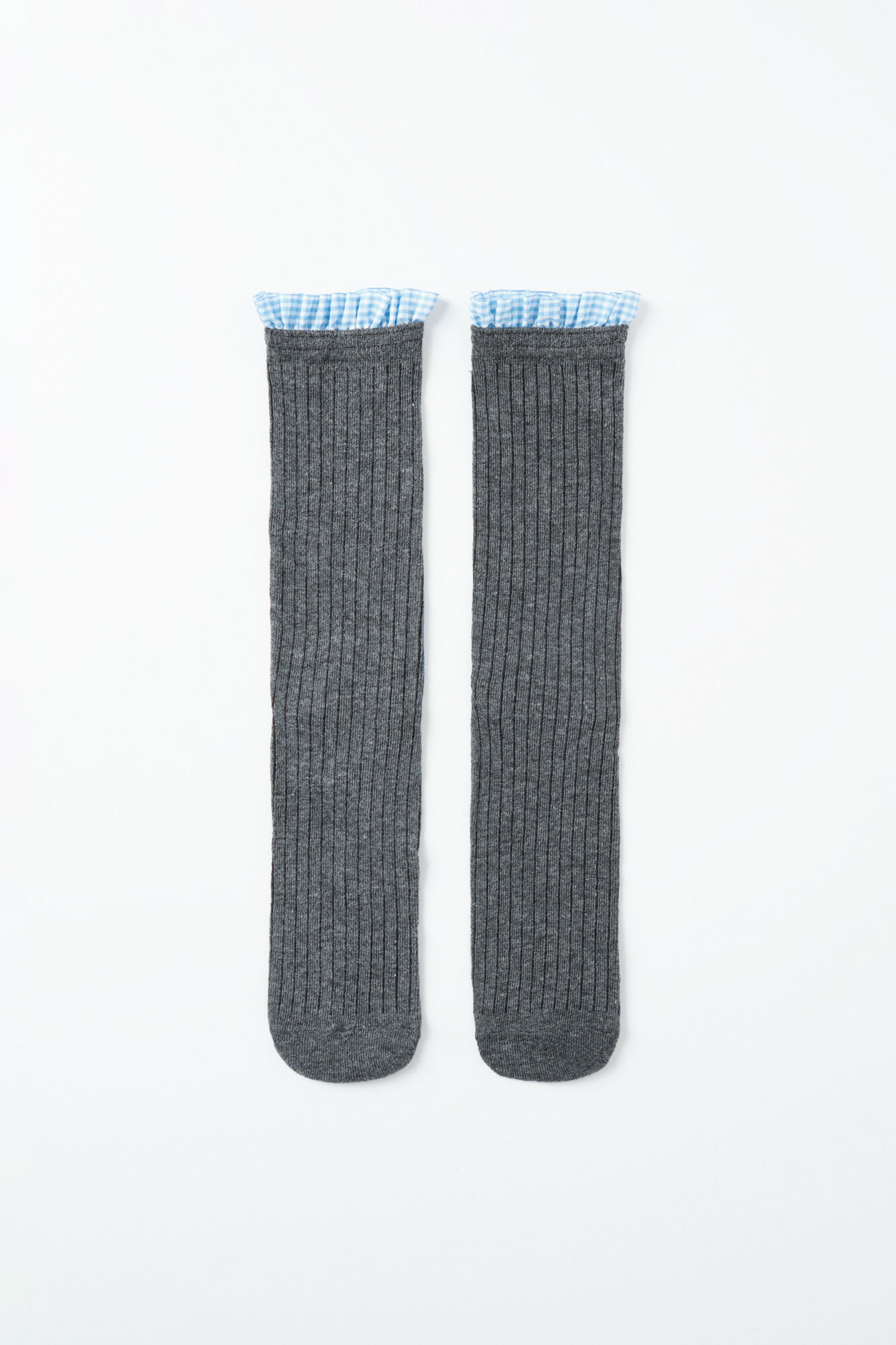 Women'secret Calcetines largos de canal&eacute; estampado vichy gris