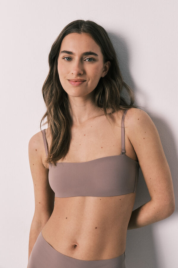 Women'secret Brasier bandeau sin costuras marr&oacute;n caf&eacute;