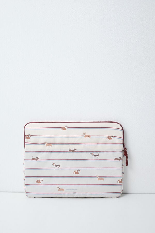 Women'secret Funda para laptop acolchada de perros blanco