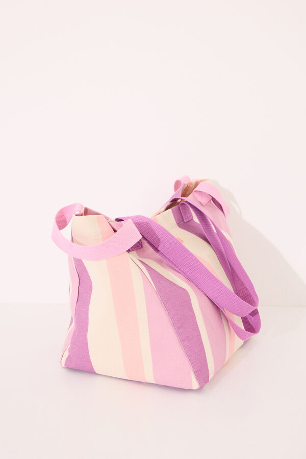 Womensecret Bolsa grande de lona y rafia , bolsa estampado