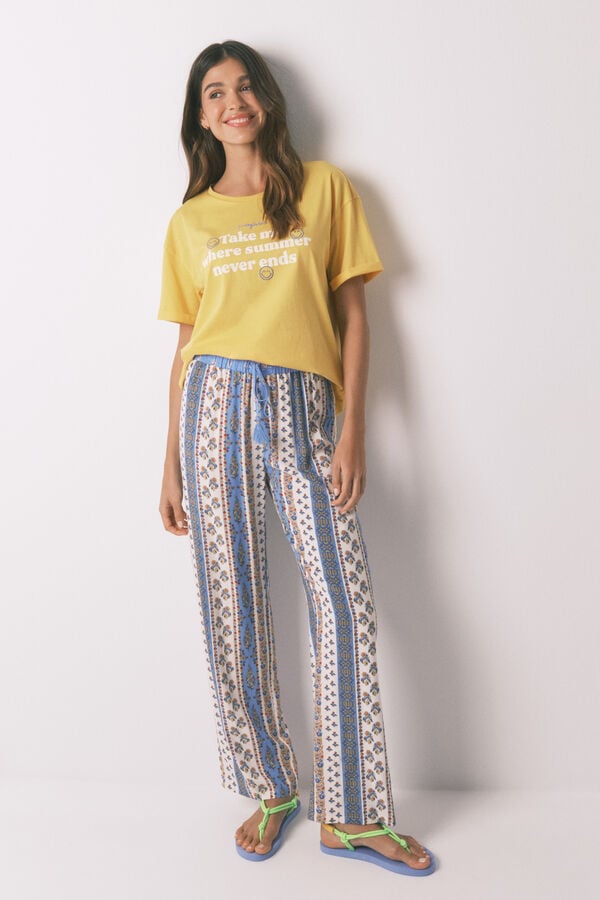 Women'secret Playera SmileyWorld® Amarilla 100% algodón amarillo