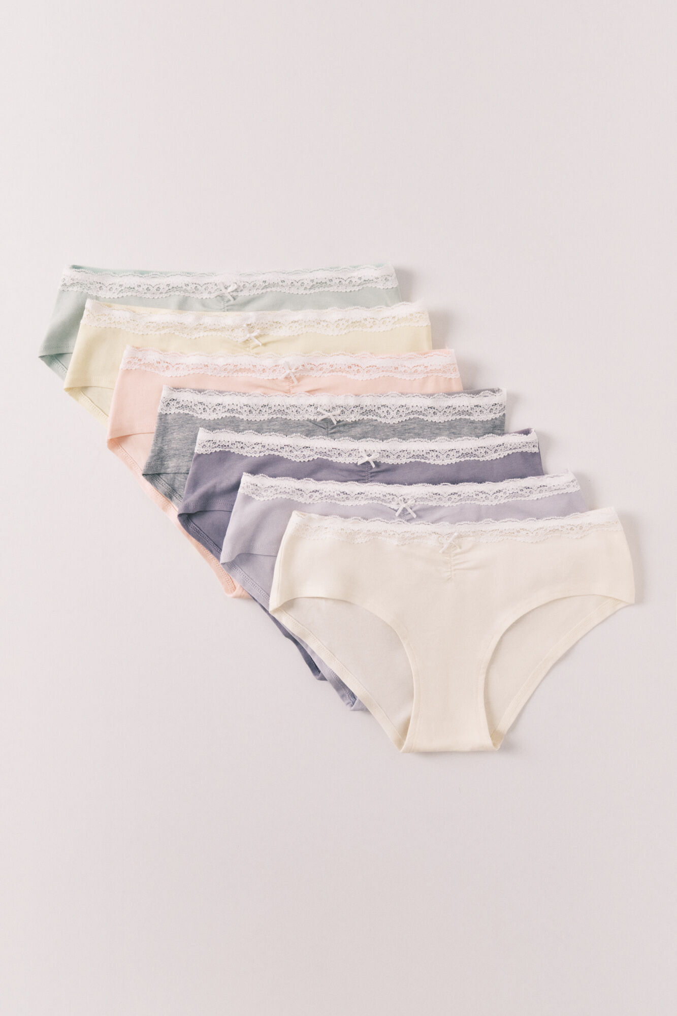 Women'secret Pack de 7 panties anchas de algod&oacute;n lisas con encaje