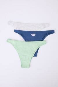 Womensecret Pack 3 bragas brasileñas verde, azul, gris blanco