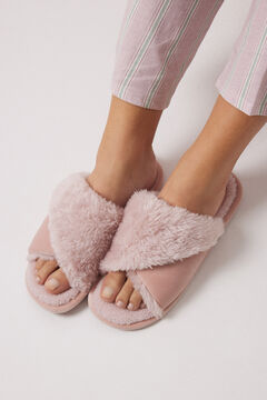 Womensecret Pantuflas abiertas pelito rosa rosa