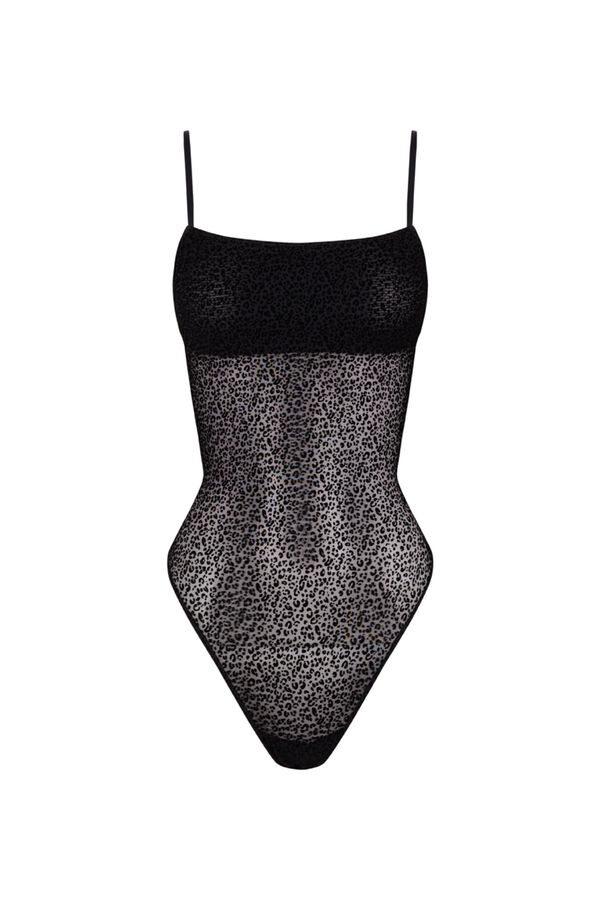 Women'secret Body de tul con estampado animal print negro negro