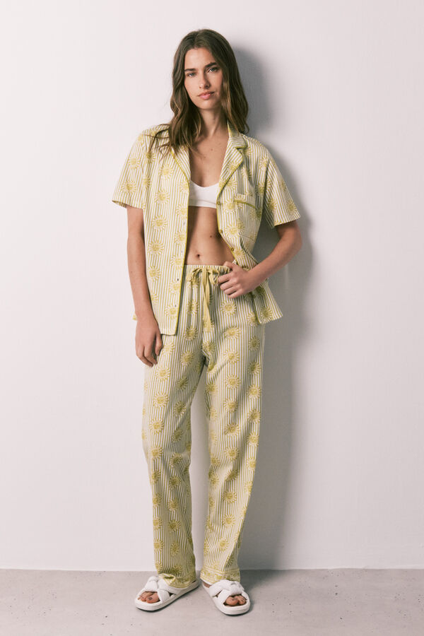 Women'secret Pijama camisera de algod&oacute;n soles verde estampado