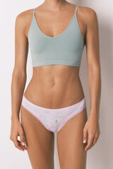 Womensecret Panty clásica de microfibra con estampado rosa rosa
