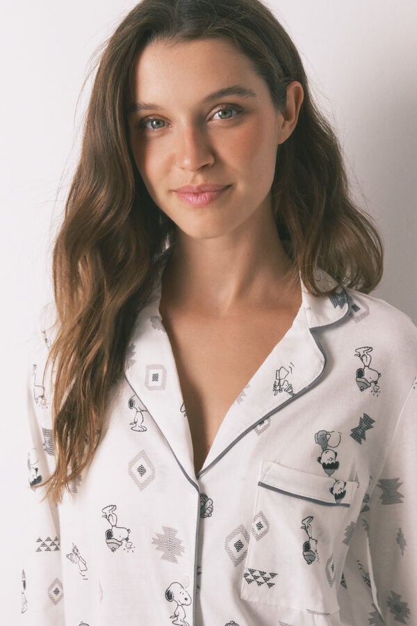 Women'secret Pijama camisera de Snoopy 100% algodón blanco
