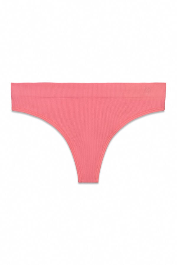 Women'secret Tanga ancha acanalada sin costuras coral coral