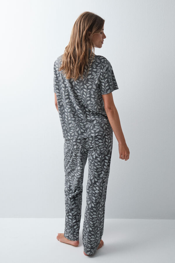 Women'secret Pijama larga camisera de hojas estampado