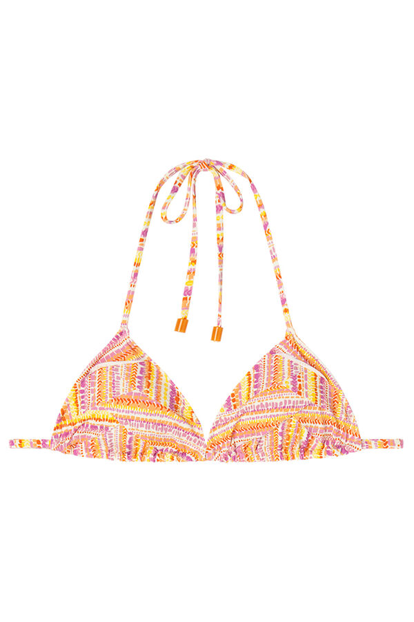 Womensecret Top de bikini triangular con patchwork de lúrex estampado