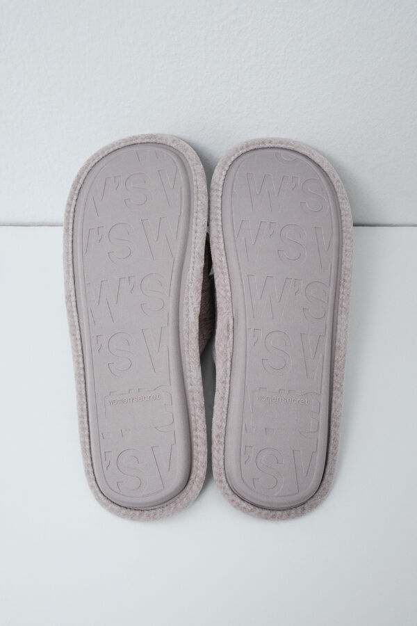 Women'secret Pantunflas de lazo de terciopelo gris gris