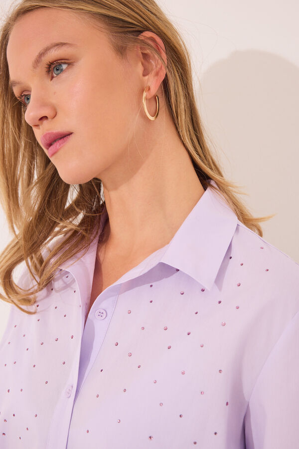 Womensecret Pijama larga camisera lila strass  morado/lila