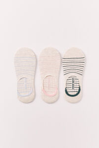 Women'secret Pack de 3 calcetines invisibles estampados a rayas