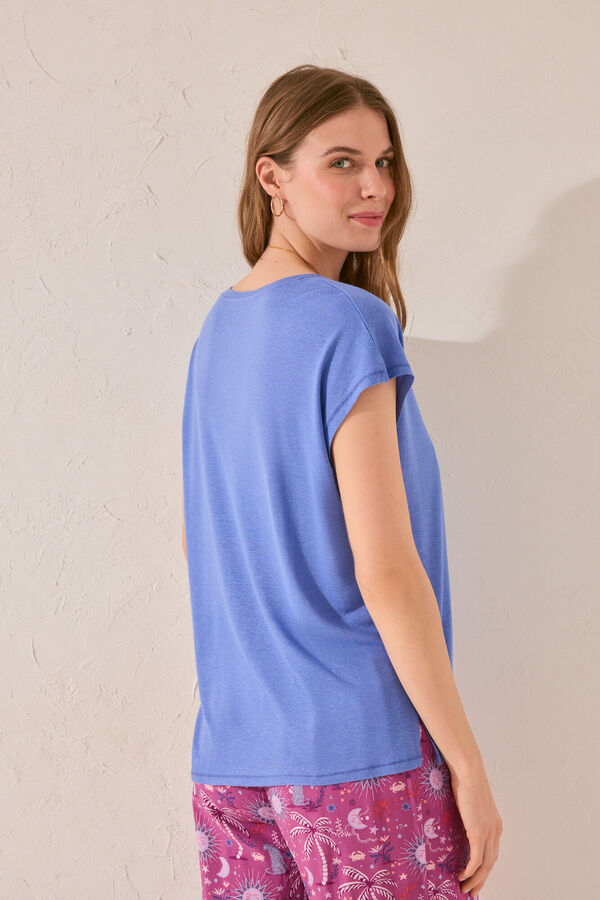 Womensecret Playera de manga corta de viscosa azul claro azul