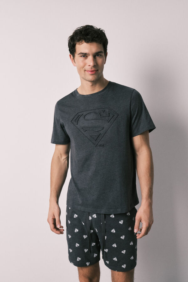 Women'secret Pijama de hombre corta de algod&oacute;n Superman gris