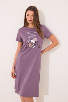 Womensecret Camisón midi 100% algodón morado Snoopy morado/lila