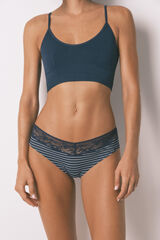 Women'secret Panty ancha de algodón estampada en color azul azul