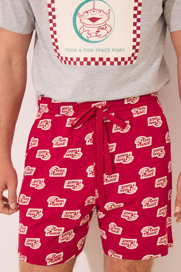 Womensecret Pijama corta hombre 100% algodón Pizza Planet rojo