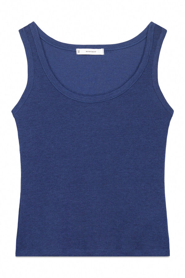 Womensecret Playera de tirantes acanalado de lúrex azul azul
