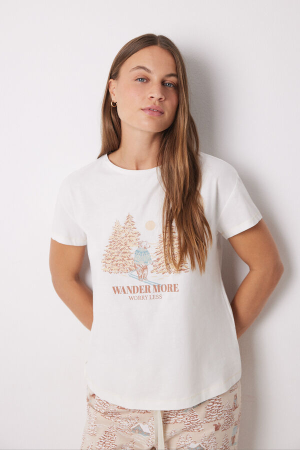 Womensecret Pijama 100% algodón estampado navideño verde