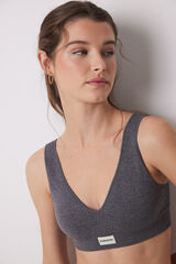 Womensecret Top de canalé gris sin costuras gris