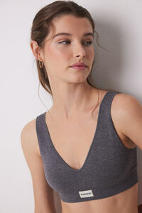 Womensecret Top de canalé gris sin costuras gris