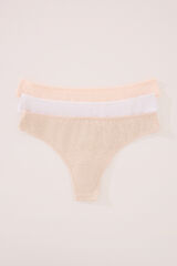 Womensecret Pack de 3 tangas de algodón orgánico blanco